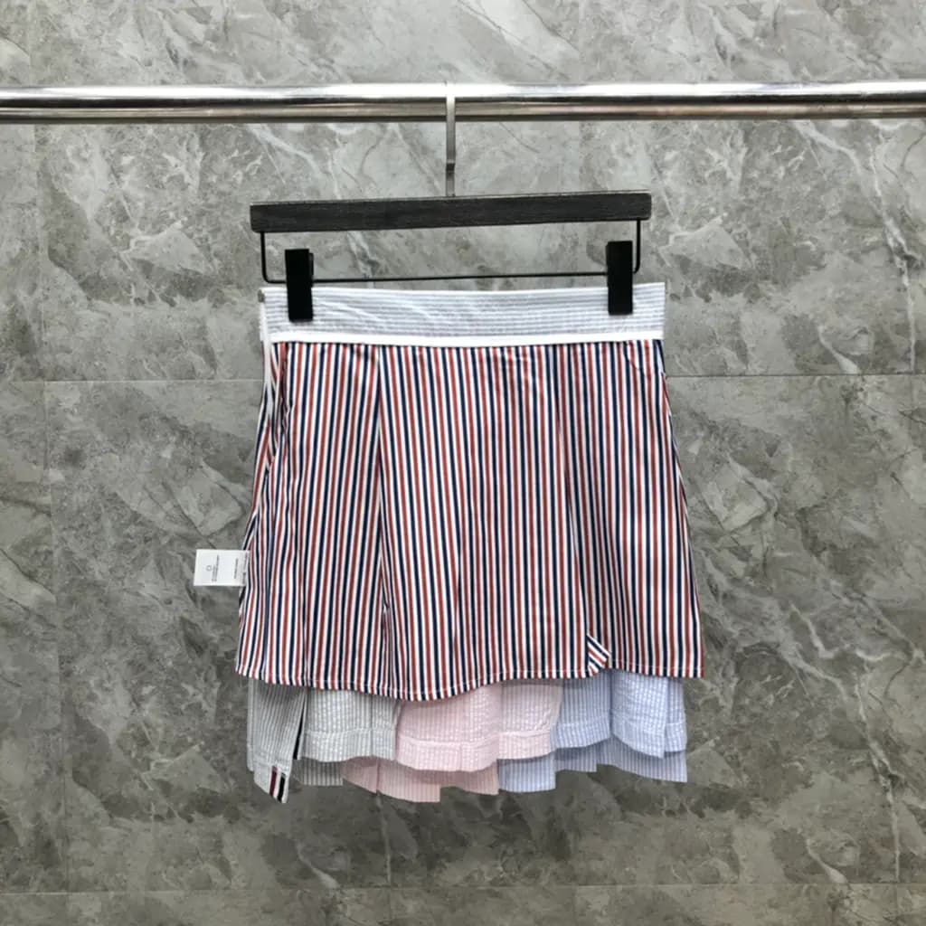 톰브라운 톰브라운 멀티 스트라이프 나이프 플리츠 미니 스커트 상세 이미지