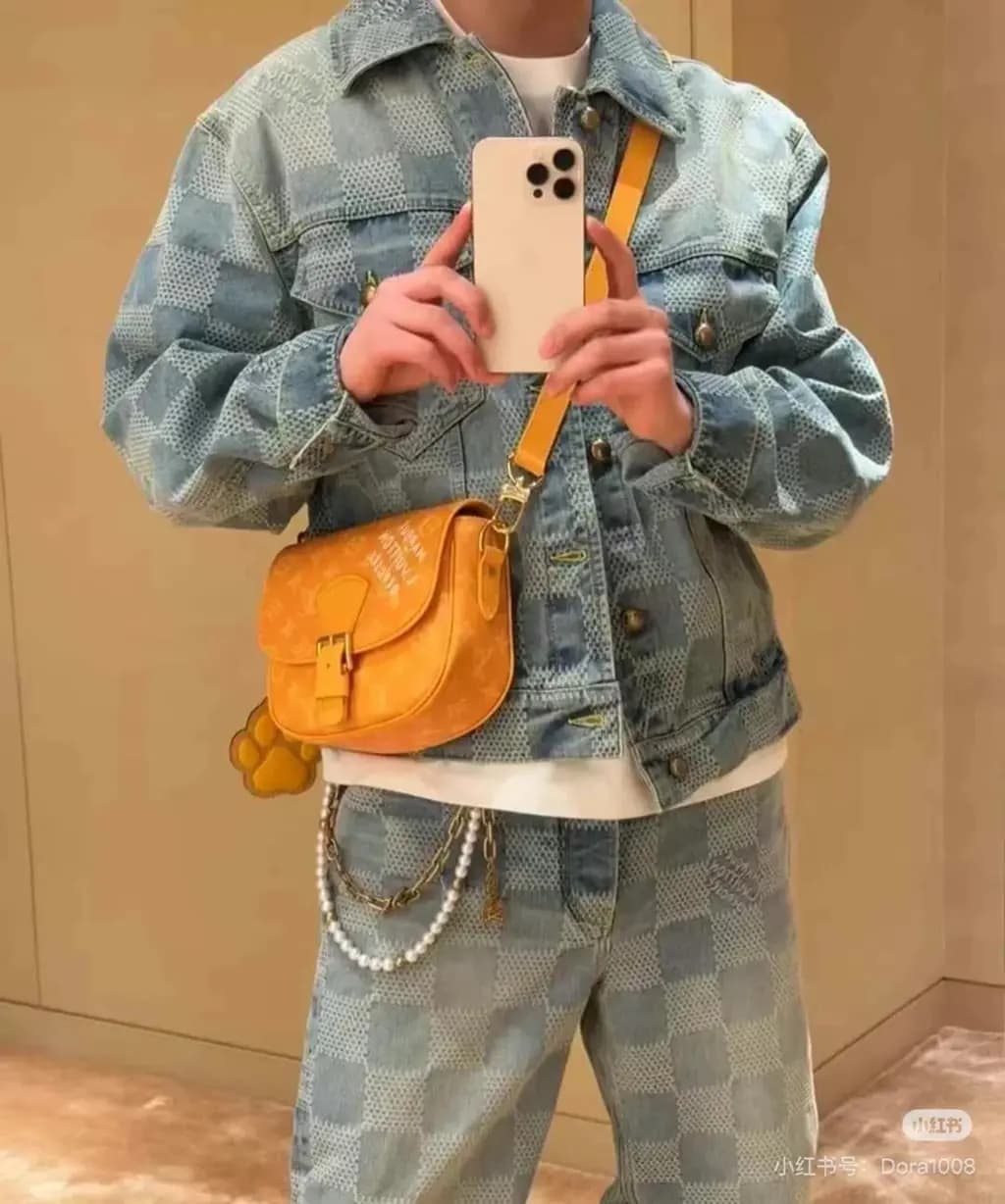 루이비통 루이비통 다미에 올오버 데님 와이드 팬츠 상세 이미지