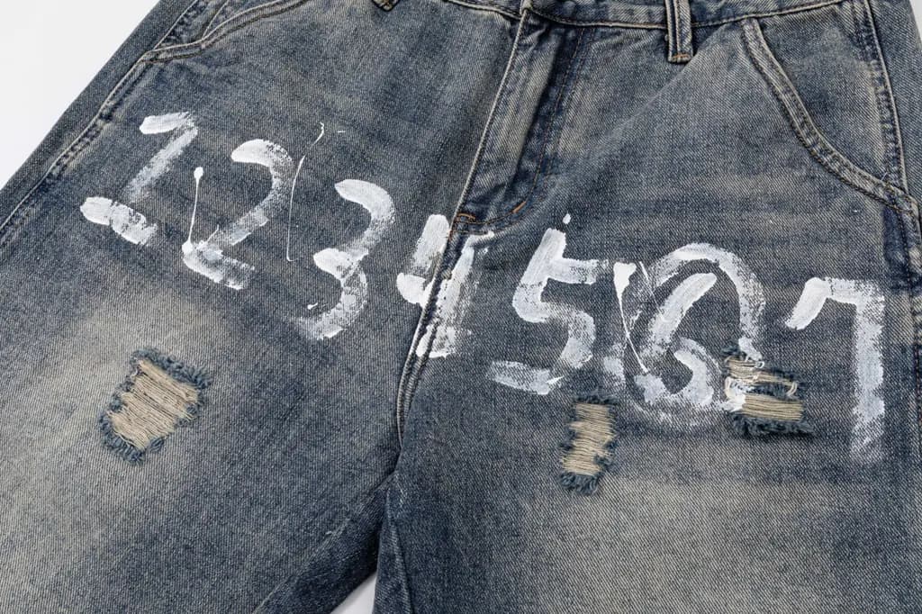 메종마르지엘라 MAISON MARGIELA 페인트 스플래터 넘버링 데님 쇼츠 상세 이미지