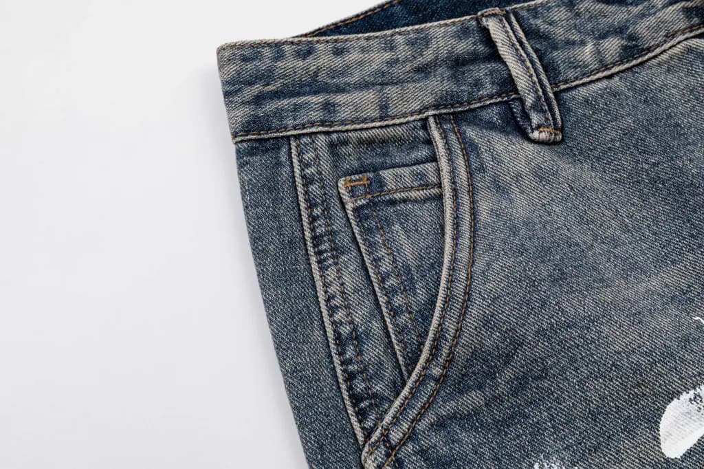 메종마르지엘라 MAISON MARGIELA 페인트 스플래터 넘버링 데님 쇼츠 상세 이미지