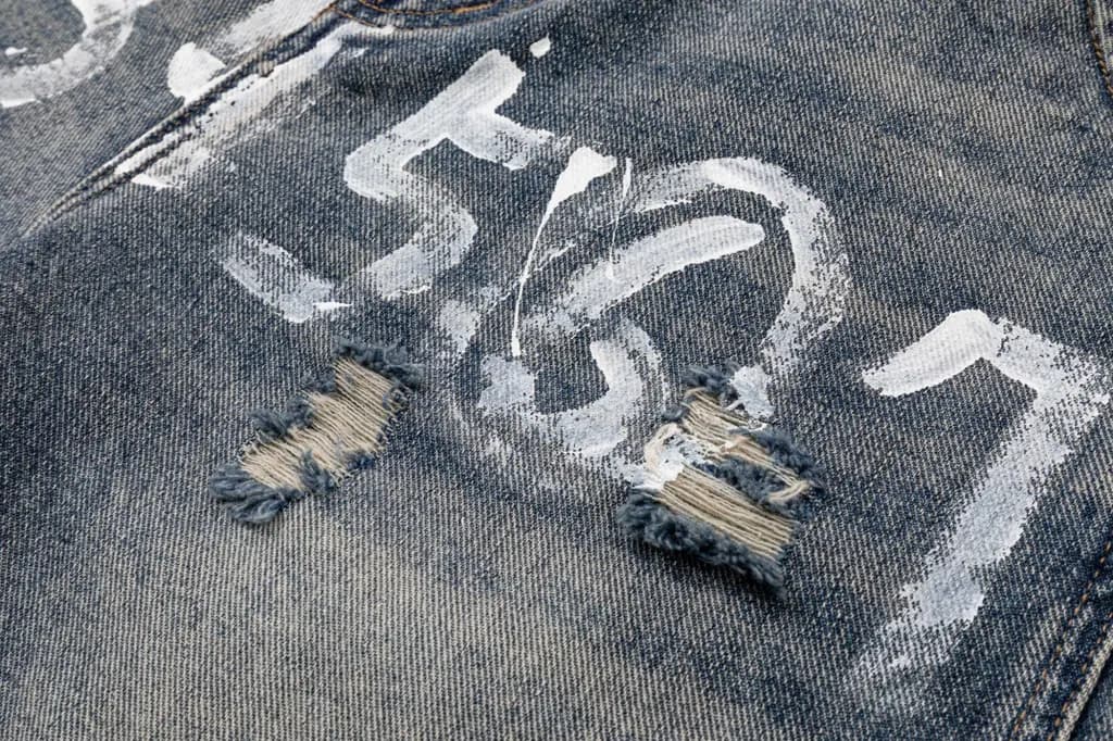 메종마르지엘라 MAISON MARGIELA 페인트 스플래터 넘버링 데님 쇼츠 상세 이미지