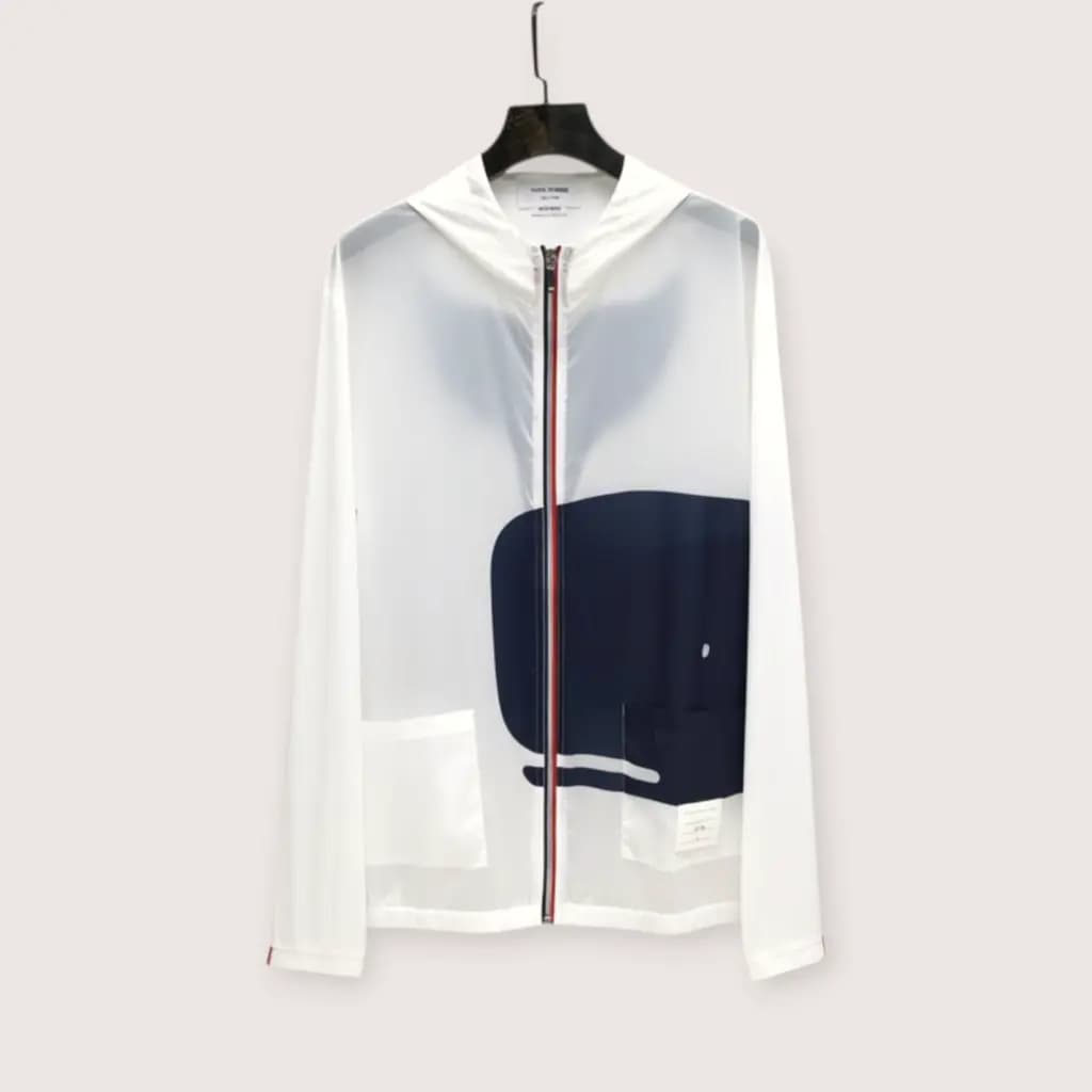 THOM BROWNE 웨일 그래픽 후드 윈드브레이커