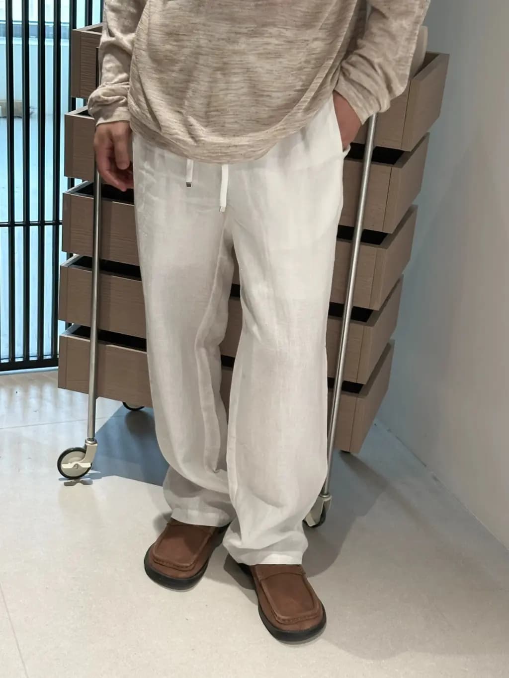 로로피아나 LORO PIANA 린넨 와이드 팬츠 상세 이미지