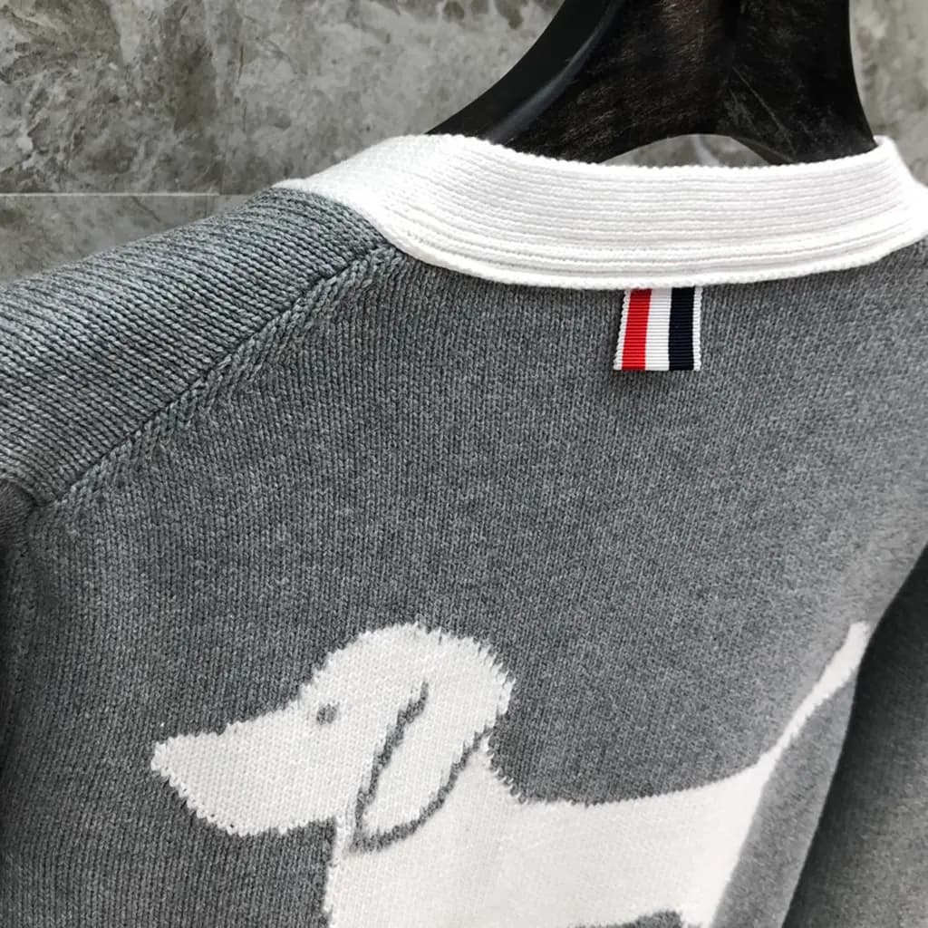 톰브라운 THOM BROWNE 닥스훈트 인타르시아 가디건 상세 이미지