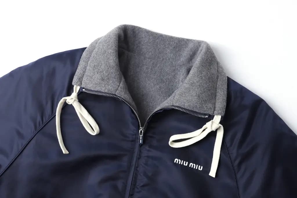 미우미우 MIU MIU 리버서블 테크 니트 후드 봄버 자켓 상세 이미지