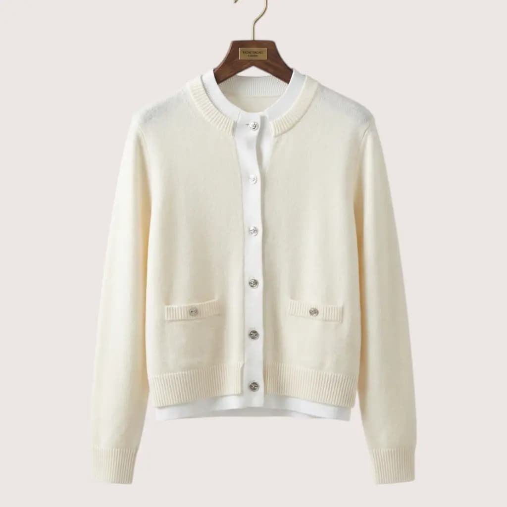 CHANEL 울 블렌드 크롭 니트 카디건