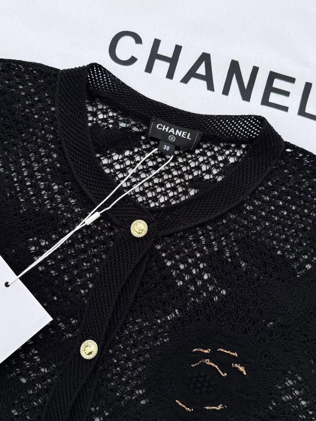 샤넬 CHANEL 오픈워크 레이스 니트 카디건 상세 이미지