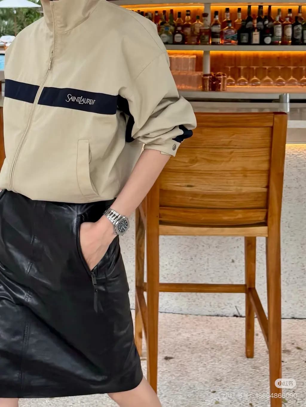 생로랑 SAINT LAURENT 컬러 블록 스트라이프 집업 자켓 상세 이미지