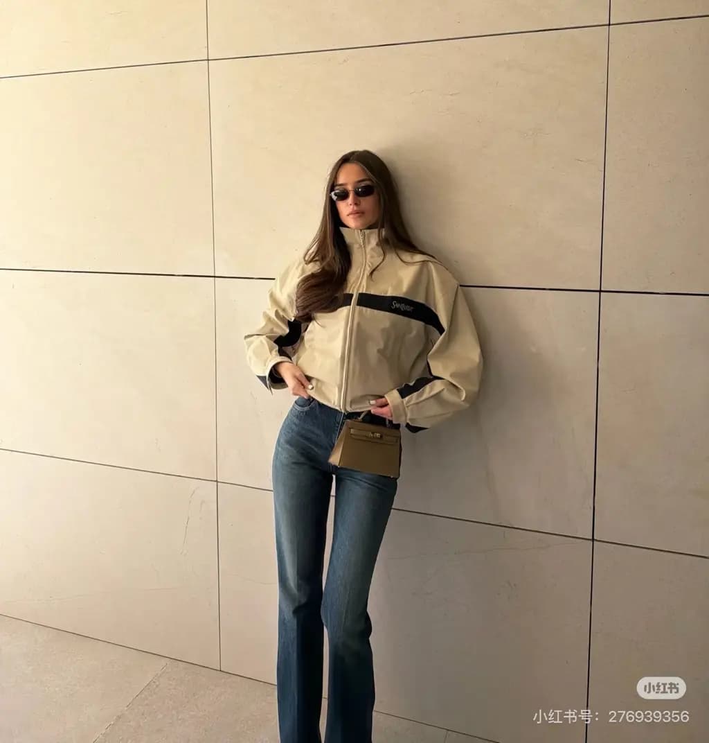 생로랑 SAINT LAURENT 컬러 블록 스트라이프 집업 자켓 상세 이미지
