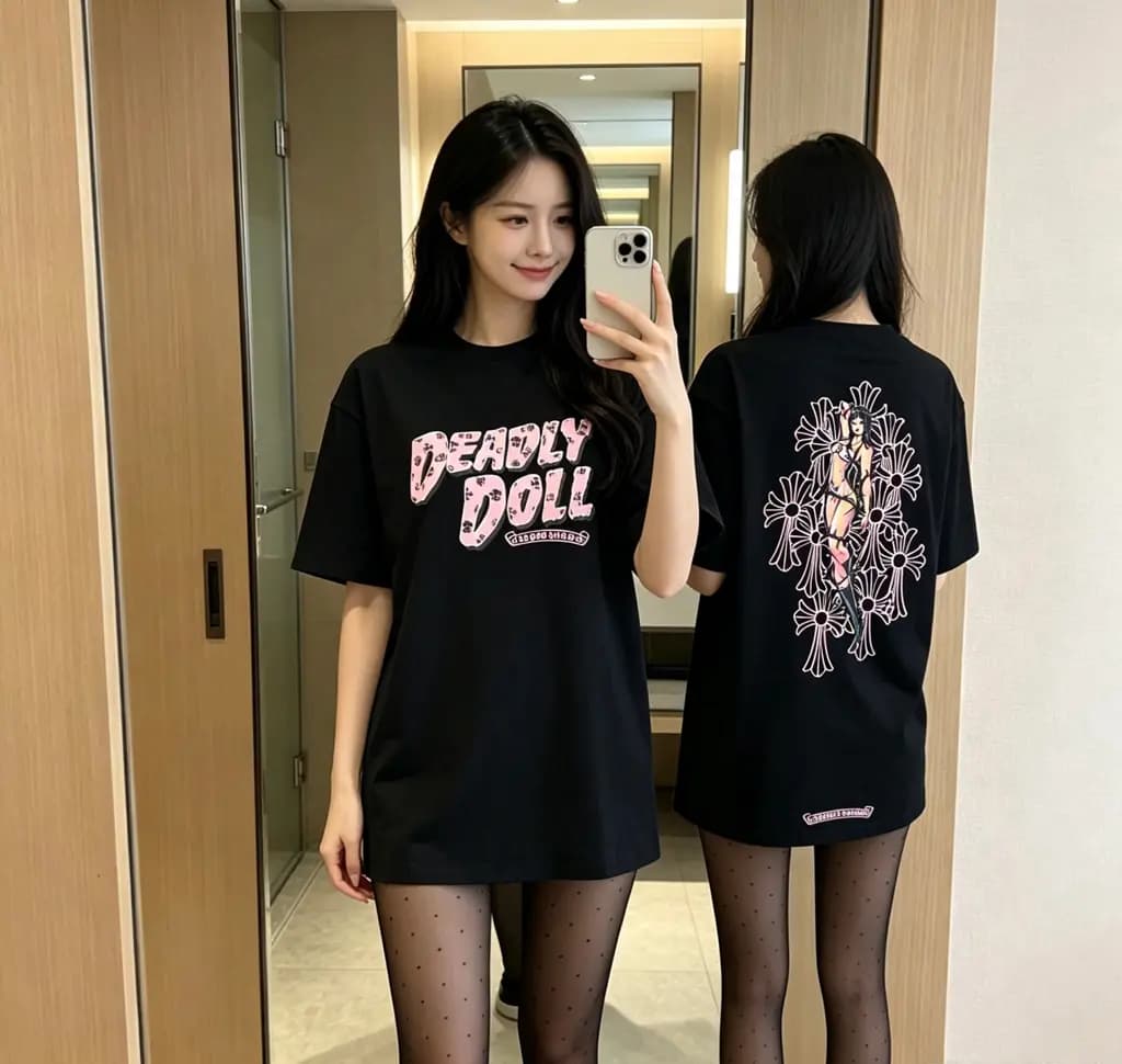 크롬하츠 CHROME HEARTS DEADLY DOLL 오버사이즈 티셔츠 상세 이미지