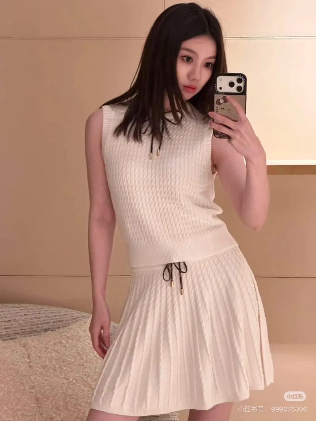 루이비통 LOUIS VUITTON 케이블 니트 리본 플리츠 스커트 상세 이미지