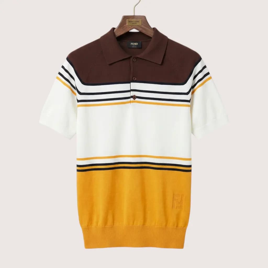 FENDI 컬러 블록 스트라이프 폴로 셔츠