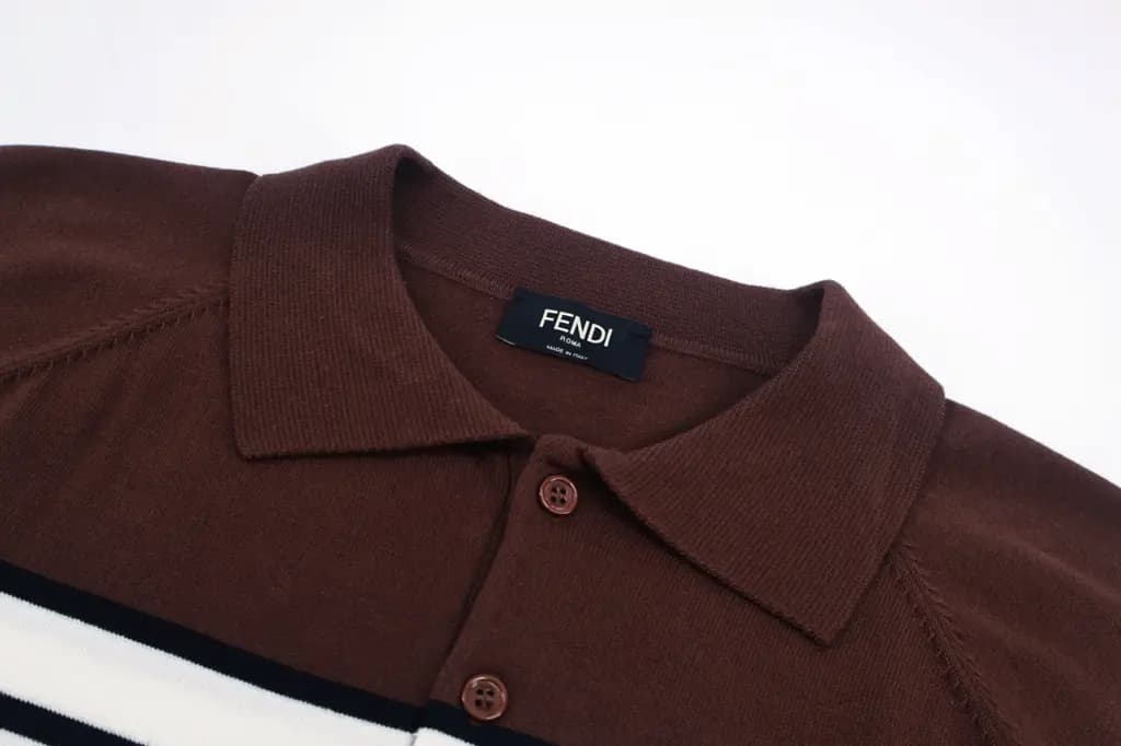 펜디 FENDI 컬러 블록 스트라이프 폴로 셔츠 상세 이미지