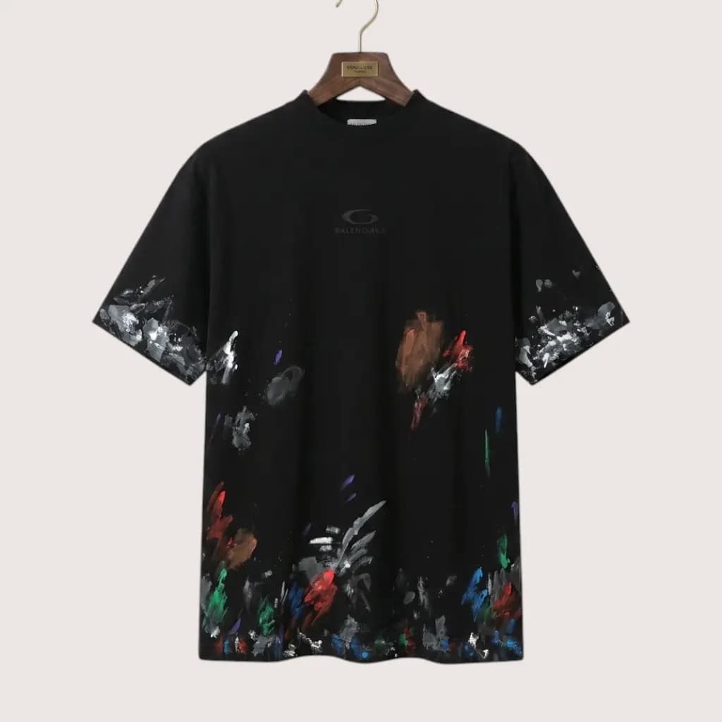 BALENCIAGA 파리 레터 자수 핸드페인팅 그래피티 티셔츠
