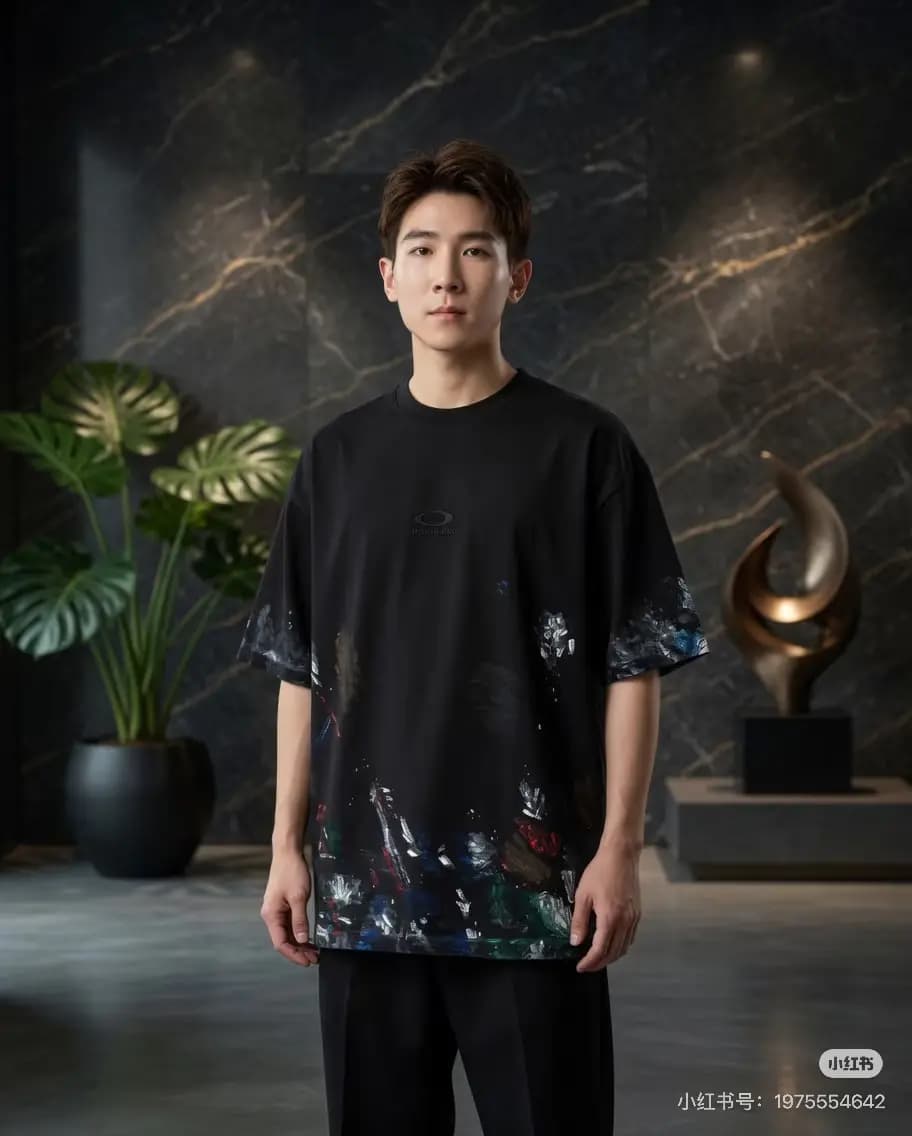 발렌시아가 BALENCIAGA 파리 레터 자수 핸드페인팅 그래피티 티셔츠 상세 이미지