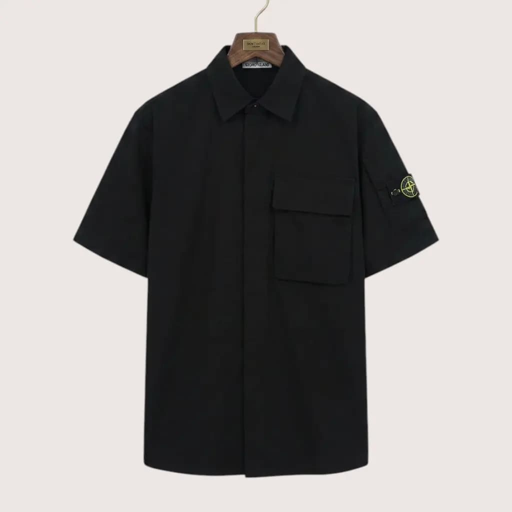 STONE ISLAND 컴퍼스 로고 워크웨어 쇼츠leeve 셔츠