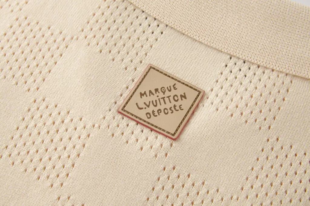 루이비통 LOUIS VUITTON 체크 오픈워크 니트 반팔 폴로 셔츠 상세 이미지