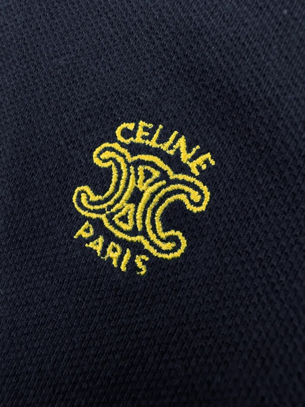 셀린느 CELINE TRIOMPHE 자수 피케 코튼 폴로 셔츠 상세 이미지
