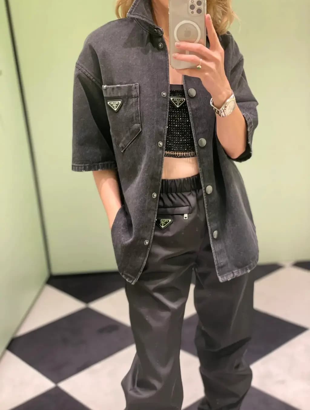 프라다 PRADA 데님 오버자켓 상세 이미지