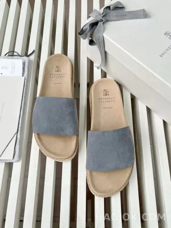 보스넬로쿠치넬리 보스넬로 쿠치넬리 스웨이드 원밴드 슬라이드 슬리퍼 상세 이미지