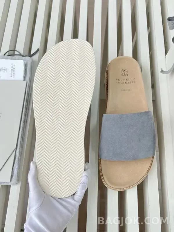 보스넬로쿠치넬리 보스넬로 쿠치넬리 스웨이드 원밴드 슬라이드 슬리퍼 상세 이미지