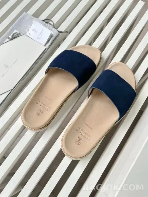 보스넬로쿠치넬리 보스넬로 쿠치넬리 스웨이드 원밴드 슬라이드 슬리퍼 상세 이미지
