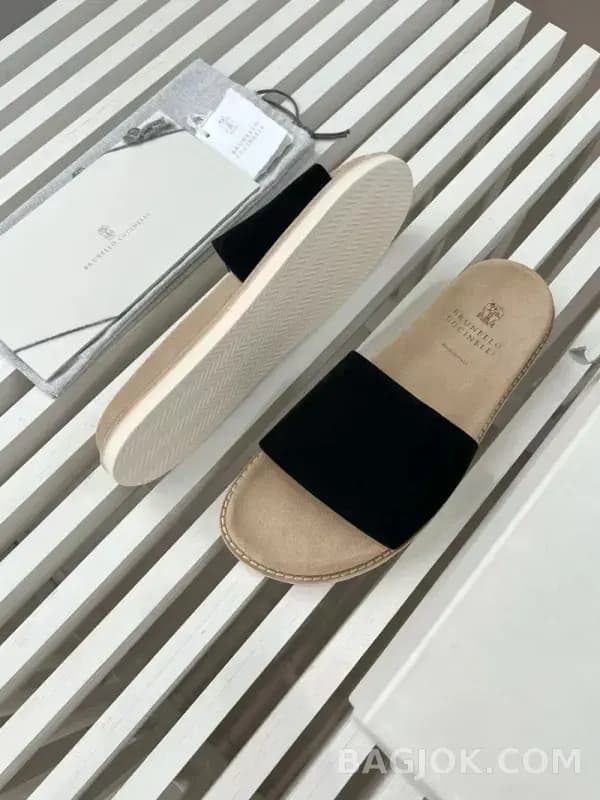 보스넬로쿠치넬리 보스넬로 쿠치넬리 스웨이드 원밴드 슬라이드 슬리퍼 상세 이미지
