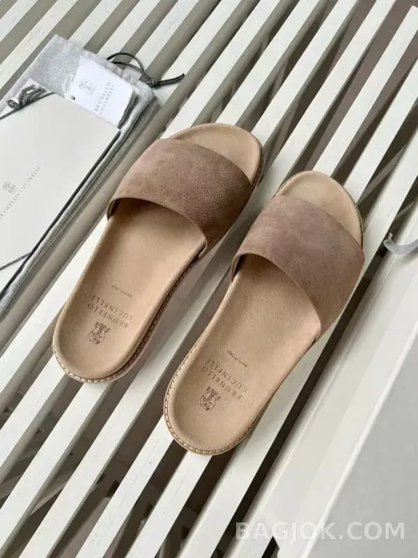 보스넬로쿠치넬리 보스넬로 쿠치넬리 스웨이드 원밴드 슬라이드 슬리퍼 상세 이미지