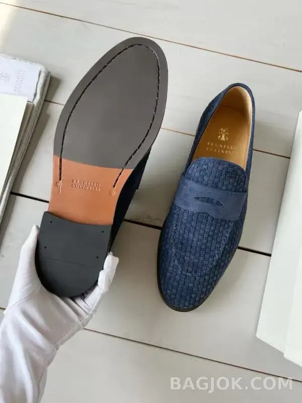 보스넬로쿠치넬리 보스넬로 쿠치넬리 우븐 스웨이드 페니 로퍼 상세 이미지