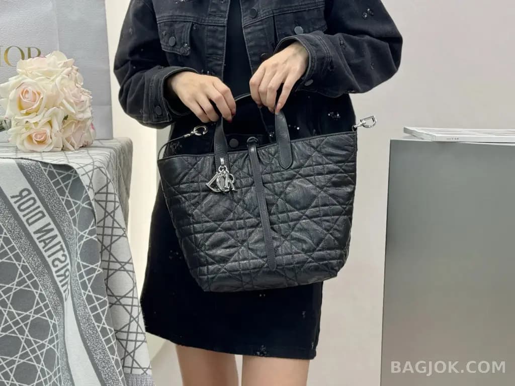 디올 디올 매크로까나쥬 크링클 버티컬 뚜주흐백 미디움 상세 이미지