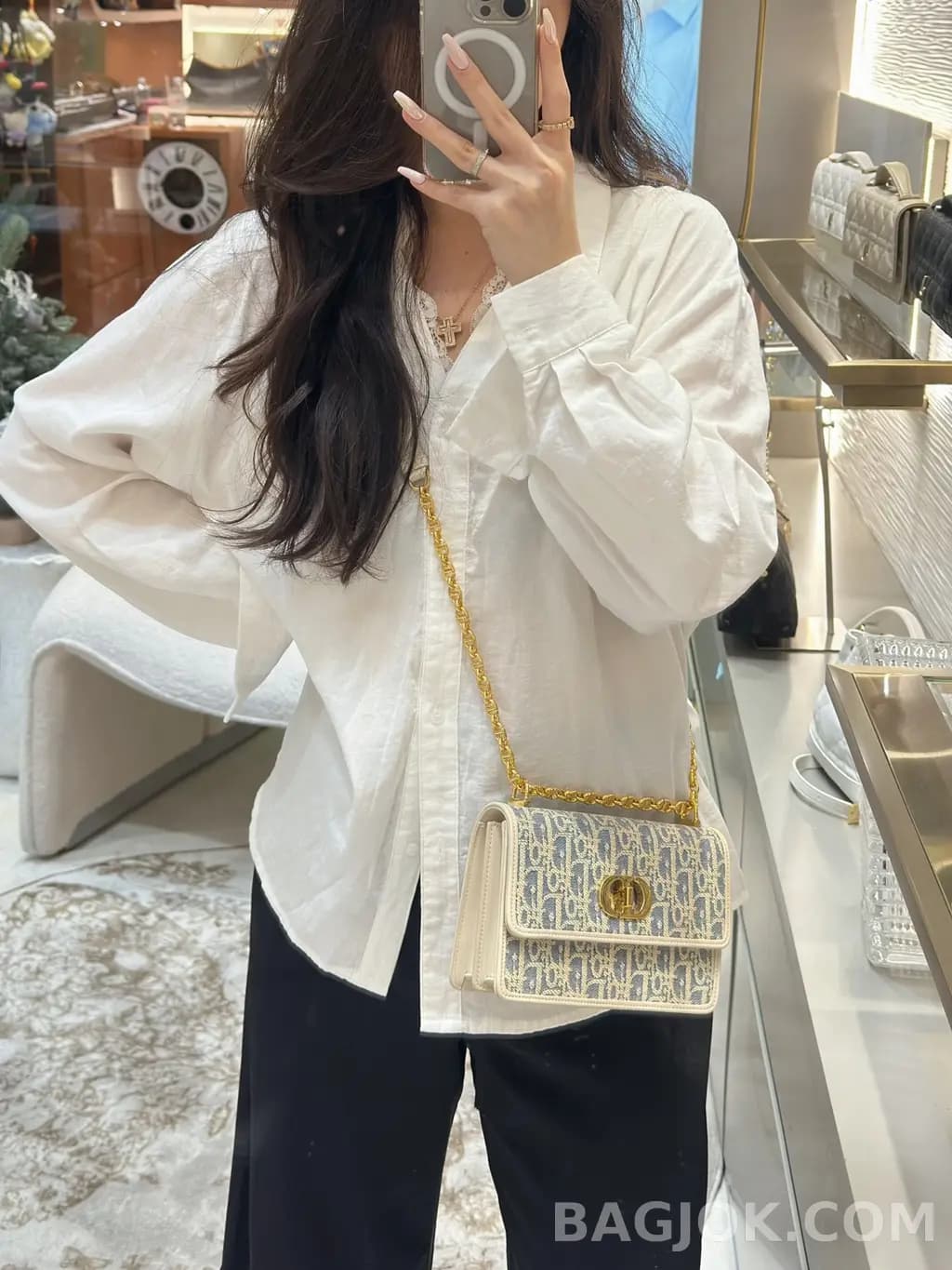 디올 디올 라피아 데님 미스 카로 미니 백 상세 이미지
