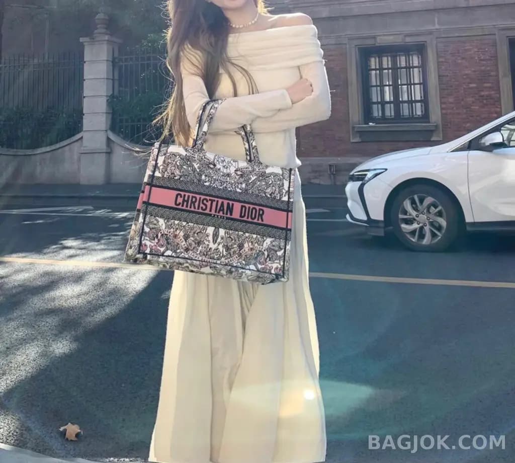 디올 디올 파스텔 핑크 버터플라이 어라운드 더 월드 북 토트백 미디움 상세 이미지