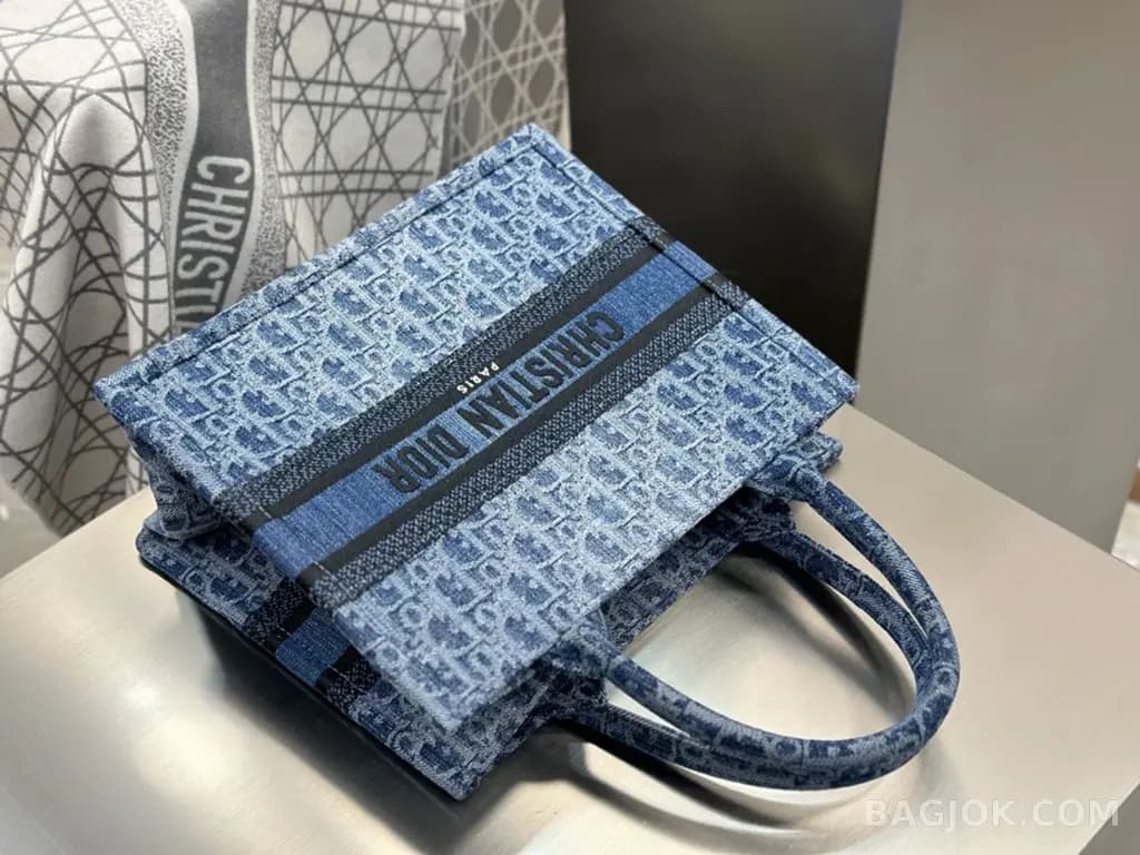 디올 디올 데님 오블리크 북 토트백 스몰 상세 이미지