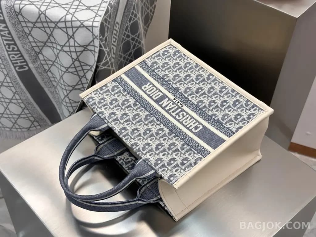 디올 디올 오블리크 샴브레이 북 토트백 스몰 상세 이미지