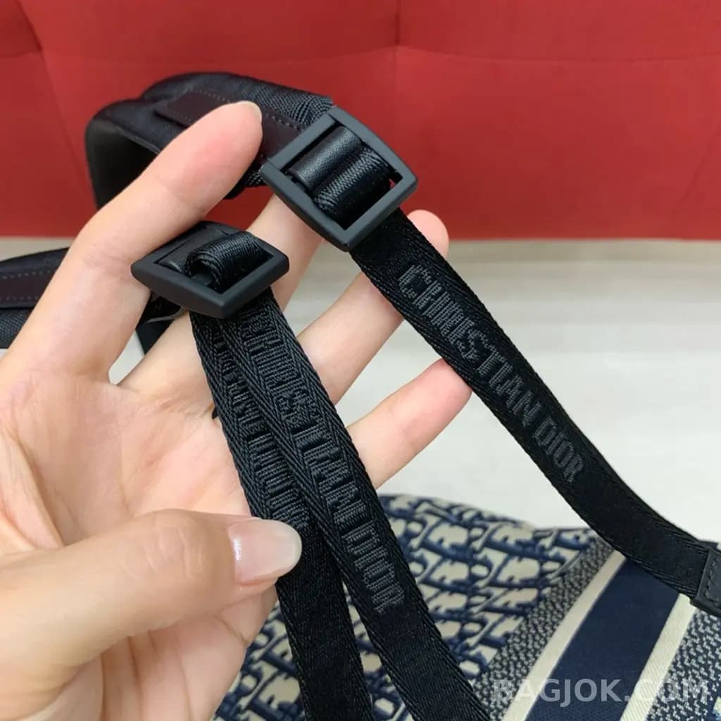 디올 디올 트래블 백팩 블루 디올 오블리크 자카드 상세 이미지